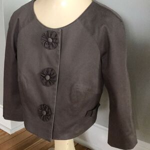 Baraschi deep taupe short jacket/ribbon buttons M